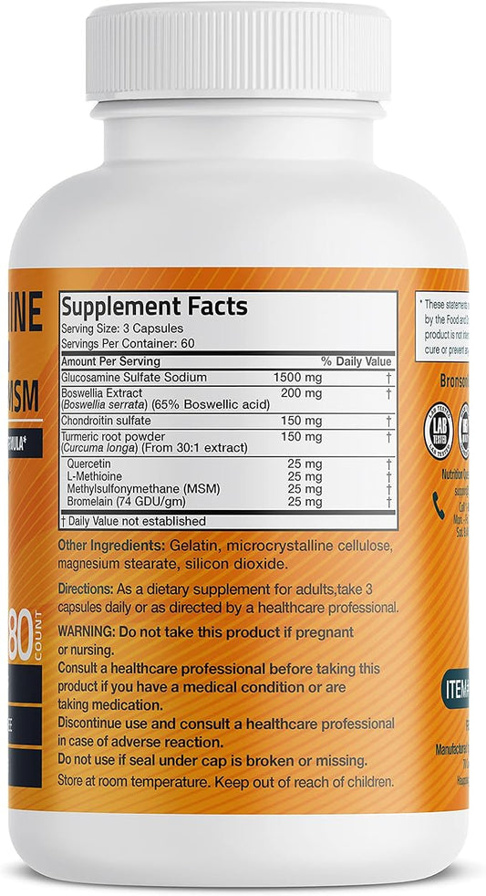 Bronson Glucosamine Chondroitin Turmeric & MSM 180 Capsules