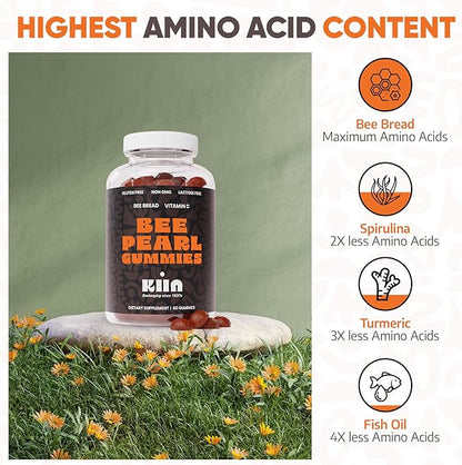 Bee Bread Gummies - Fermented Bee Pollen & Honey, 100% Natural Multivitamin, Superfood for Energy, Metabolism, Sleep, Recovery, Immunity | Rich in Vitamin C, B, Amino Acids, Antioxidants, Minerals