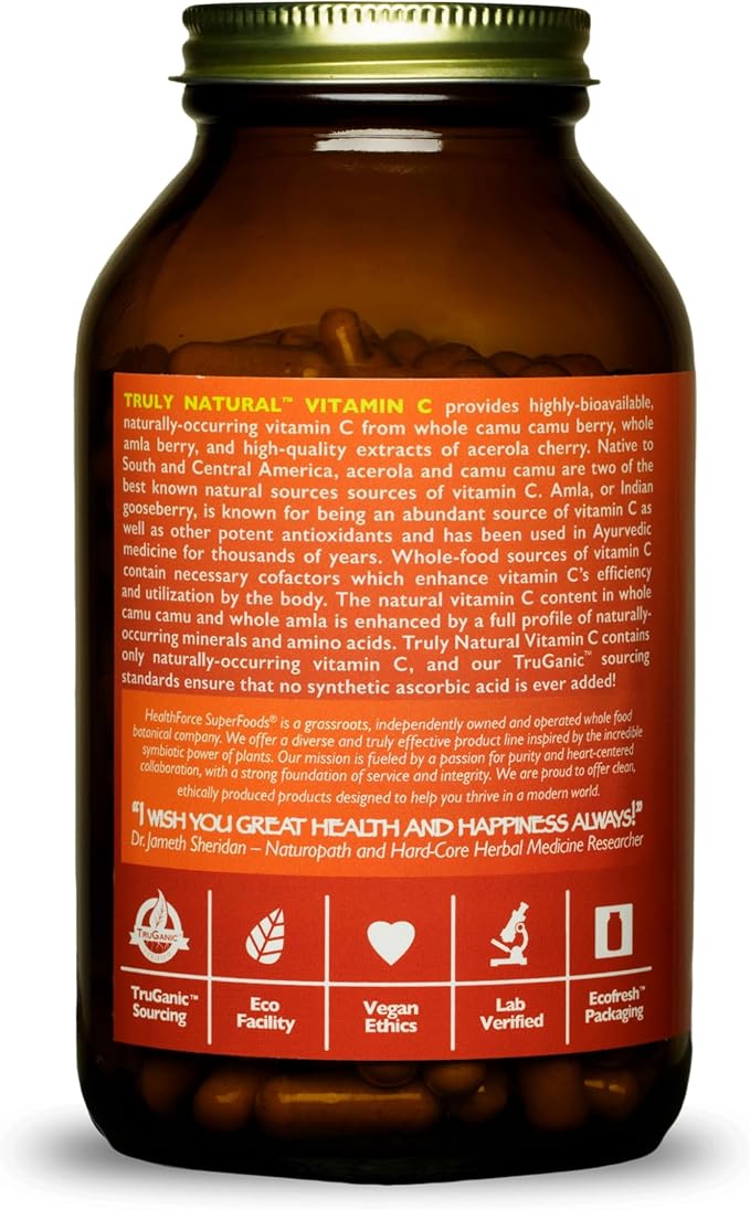 HEALTHFORCE SUPERFOODS Truly Natural Vitamin C 240 Vegan 30 Servings