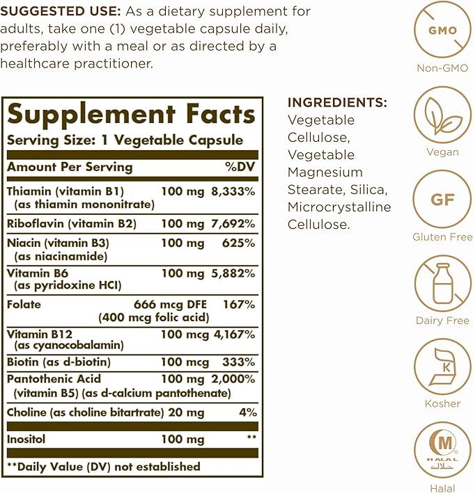 SOLGAR B-Complex 100" 50 Vegetable 50 Servings