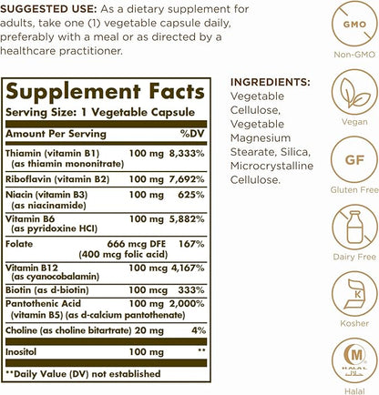 SOLGAR B-Complex 100" 50 Vegetable 50 Servings