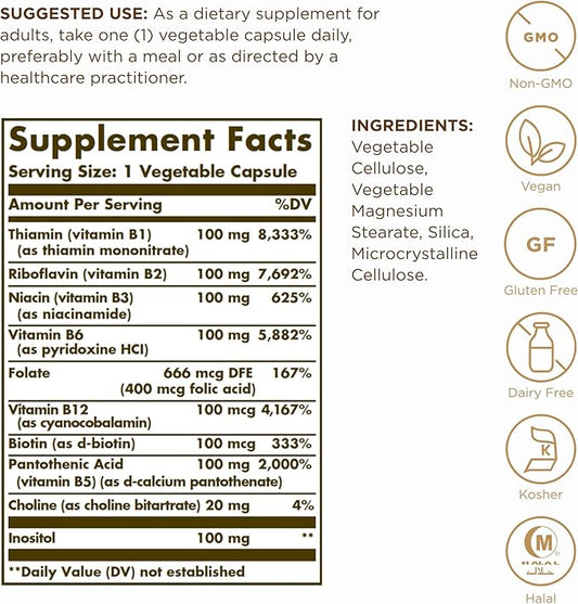 SOLGAR B-Complex 100" 50 Vegetable 50 Servings