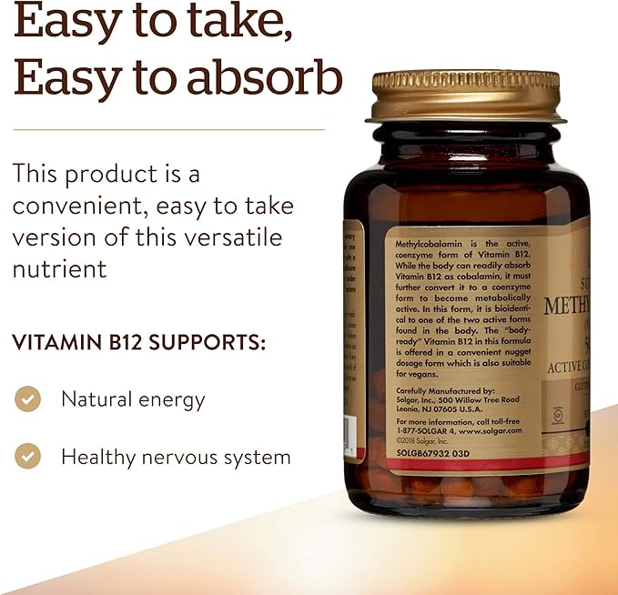 Solgar Methylcobalamin Vitamin B12 5000 mcg Nuggets B12 Form, 60 Count