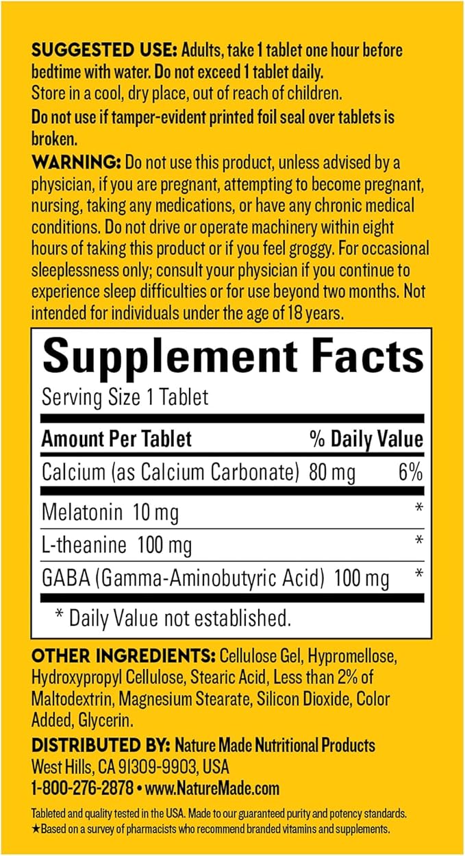 Nature Made Wellblends Sleep Longer, Melatonin 10mg, L 100 mg, 100mg, Sleep 35 Tri-Layer