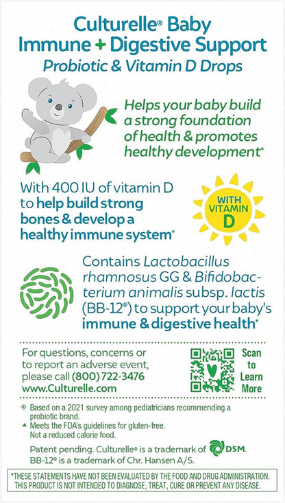 Culturelle Baby Probiotic Drops + Vitamin 0-12 Months, 30 Day 9ml