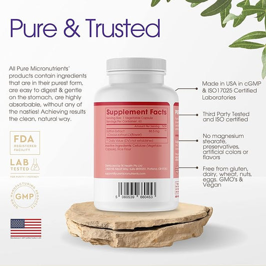 Saffron Supplements - 100% Pure Saffron Extract Capsules - Boost Energy & Mood, Support Eye & Heart Health