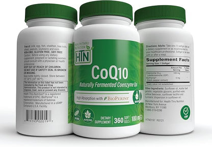 Health Thru Nutrition CoQ-10 100mg 360 Softgels Q10 | 3rd Party