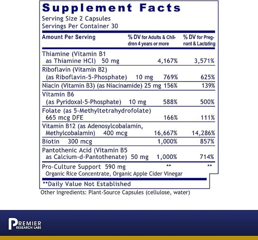 Premier Research Labs Complete B: Vitamin 9 Active 60 Capsules