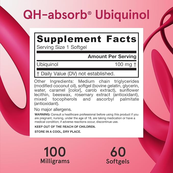 Jarrow Formulas QH-Absorb 100 mg Max Absorption- CoQ10 Ubiquinol- Up to 60 Servings (Softgels) - Supports Mitochondrial Health, Cellular Energy Production & Healthy Cardiovascular Function, Pack of 12