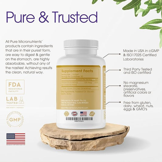 Pure Micronutrients Pure D3 – Vitamin D3 5000 5000 IU, 90 Mini