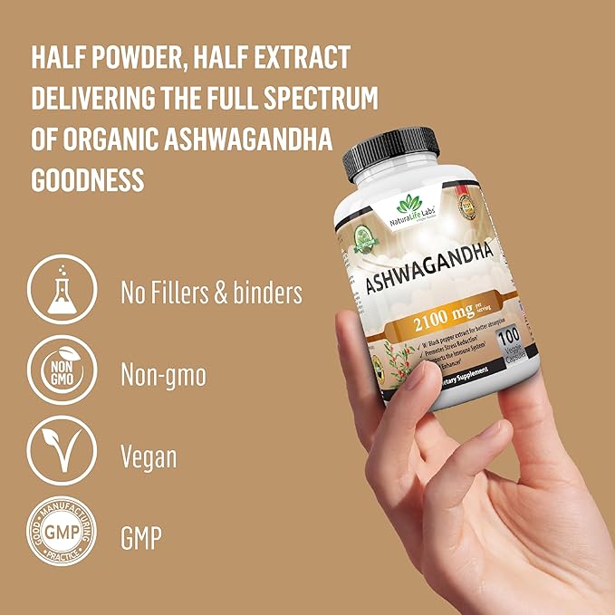 Organic Ashwagandha 2,100 mg 100 Vegan