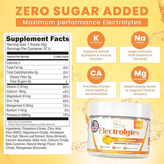 My Adventure to Fit Keto Electrolytes Mango,37.5 Servings)