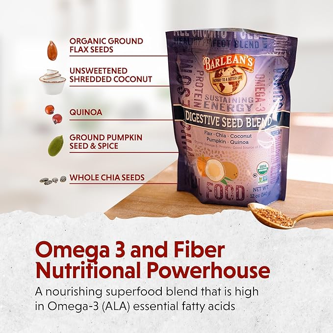 Barlean's Organic Digestive Seed Blend Fiber 3 & 12 oz