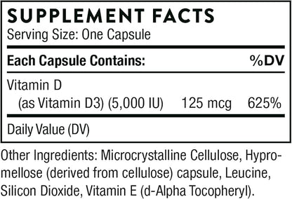 THORNE Vitamin D-5000 D3 Supplement 60 Capsules