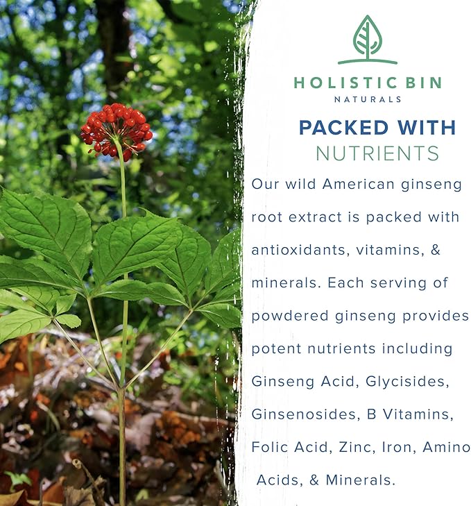 Wild American Ginseng Powder Pure Organic 20+ Year (25 grams)