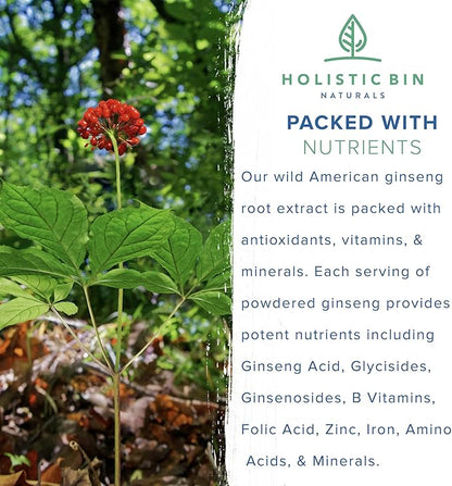 Wild American Ginseng Powder Pure Organic 20+ Year (25 grams)
