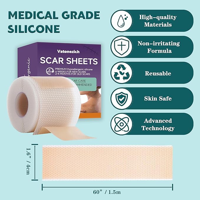 Silicone Scar Sheets,(1.6" X 60" Roll-1.5M)