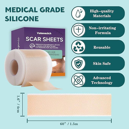 Silicone Scar Sheets,(1.6" X 60" Roll-1.5M)