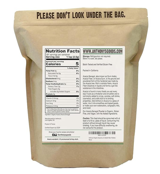 Anthony's Organic Acacia Senegal Powder, 1