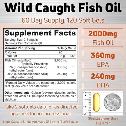 Fish Oil 2000mg 3 Fish 120 Softgels 60 Servings