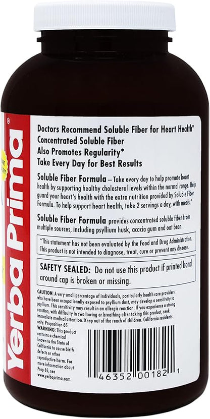 Yerba Prima Soluble Fiber Formula Powder, 12 Ounce