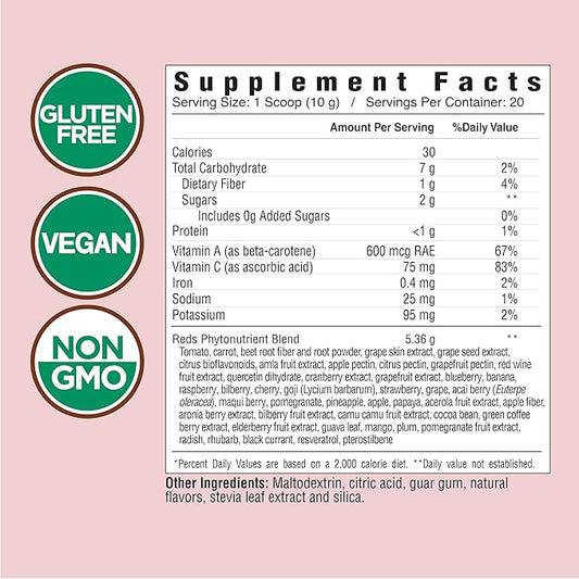 COUNTRY FARMS Super Reds, Energizing Polyphenol Superfood, 48 Super Fruits and Berries, Powerful Antioxidants and Polyphenols, Supports Energy, 20 Servings, Mixed Berry Flavor