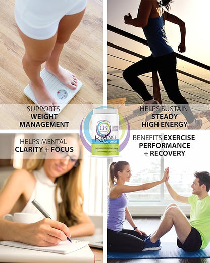 LifeSense C8 enriched MCT Oil Powder Unflavored Sourced from Coconut Oil, Keto-Friendly, Developed by PhD Nutrition in USA, Optimal Fuel for The Brain and Body
