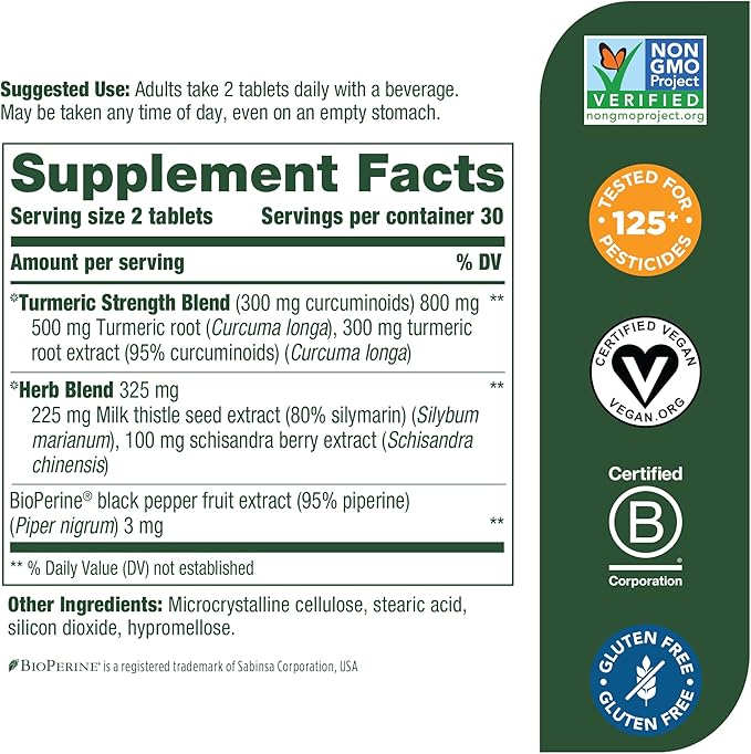 MegaFood Turmeric Curcumin Extra Strength 9 Food 60 Tablets (30 Servings)