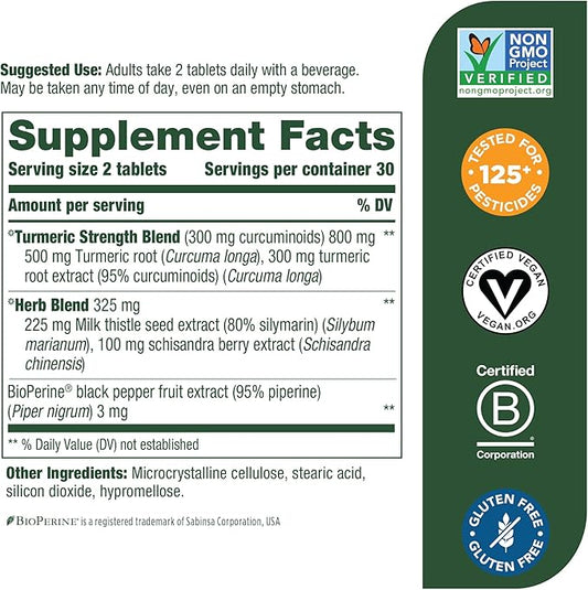 MegaFood Turmeric Curcumin Extra Strength 9 Food 60 Tablets (30 Servings)