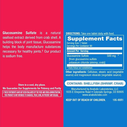 Anabolic Laboratories Glucosamine Sulfate 500mg 120 Glucosamine