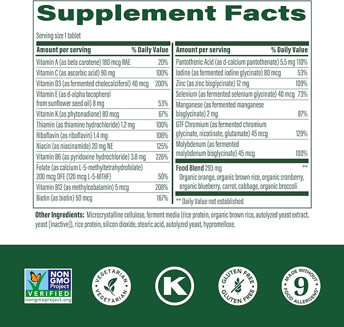 MegaFood Men's 55+ One Daily B12, Vitamin 9 Food 120 Tabs