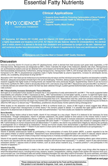 MYOXCIENCE Essential Fatty Nutrients | Vitamin D3 5,000 IU | Vitamin K2 as MK-7 90 mcg (Large)