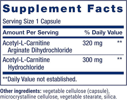 Life Extension Acetyl-L-Carnitine Arginate, Advanced Brain & Nerve Health, Cellular Energy Support, Gluten-Free, Non-GMO, 90 Capsules