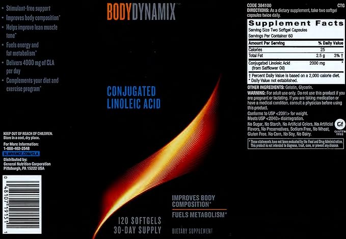 CLA | Conjugated Linoleic Acid | Fuels Energy and Fat Metabolism | Improves Body Composition | 120 Count