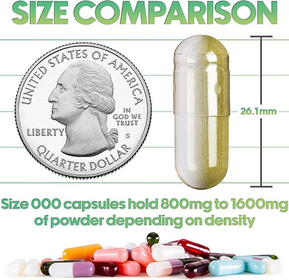 XPRS Nutra Separated Capsules Size 000-500 Count Large Empty Gelatin Capsules Separated in Bags - Premium Clear Empty Capsules - Empty 000 Capsules - Pill Capsules Empty for DIY Supplement Filling