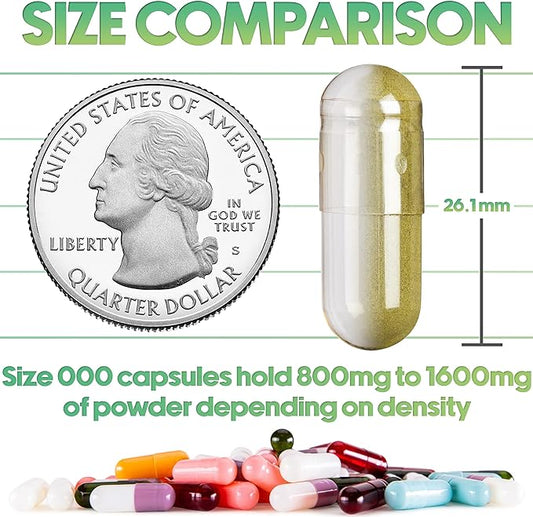 XPRS Nutra Separated Capsules Size 000-500 Count Large Empty Gelatin Capsules Separated in Bags - Premium Clear Empty Capsules - Empty 000 Capsules - Pill Capsules Empty for DIY Supplement Filling