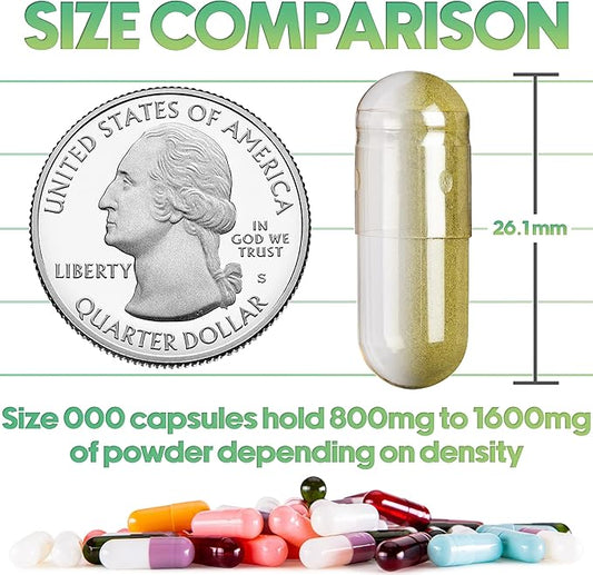 XPRS Nutra Separated Capsules Size 000-1000 Count Large Empty Gelatin Capsules Separated in Bags - Premium Clear Empty Capsules - Empty 000 Capsules - Pill Capsules Empty for DIY Supplement Filling