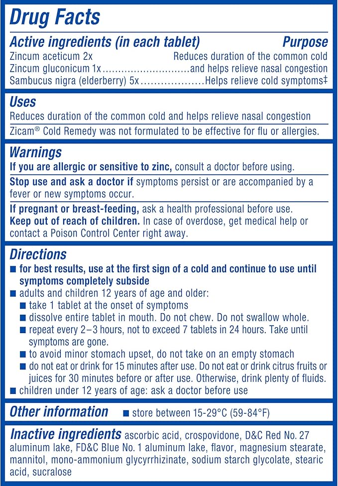 Zicam Cold Remedy Zinc RapidMelts, Elderberry 25 Count