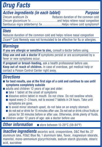 Zicam Cold Remedy Zinc RapidMelts, Elderberry 25 Count