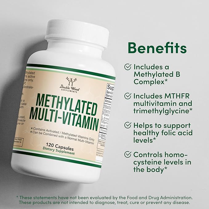 Methylated Multivitamin (Methylated and Activated Vitamins Only 120 Capsules
