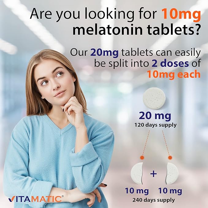 Vitamatic Melatonin 20mg Tablets 20 MG (1/2 Tablets 10mg) (120 (120 Count 6))