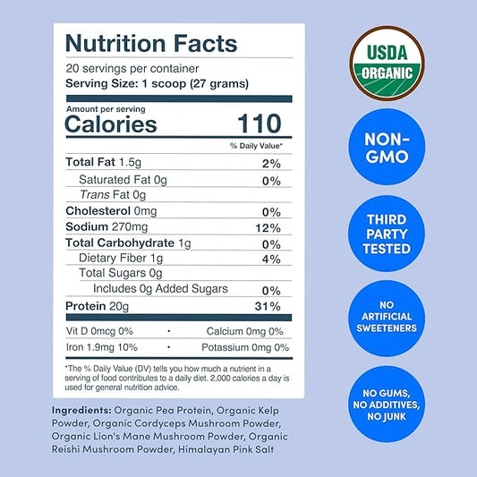 Further Food Organic Vegan Protein Powder Unflavored 20g of 19.05 Oz