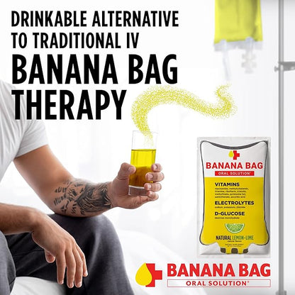 Banana Bag Oral Solution Packets – Natural Lemon Lime 30pk | A Refreshing Blend of Electrolytes, Vitamin C, and B-Complex for Daily Hydration and Energy | Perfect for Any Lifestyle.