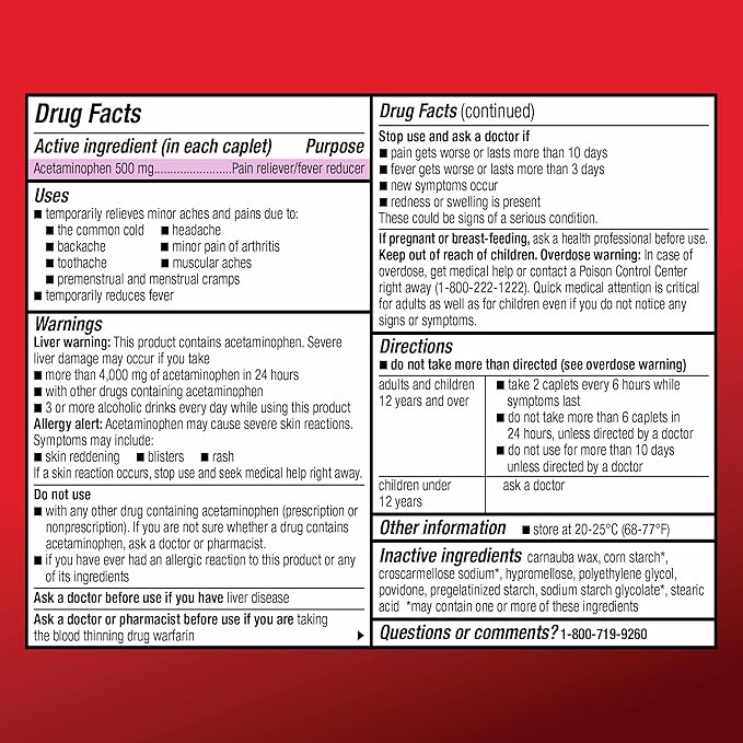 Amazon Basic Care 500 mg, 100 Count (2 Pack 50)