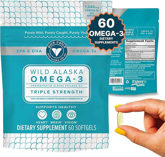Trident Seafoods Pure Catch Wild Alaskan 1060mg Triple Omega-3 Fish 60 Ct.