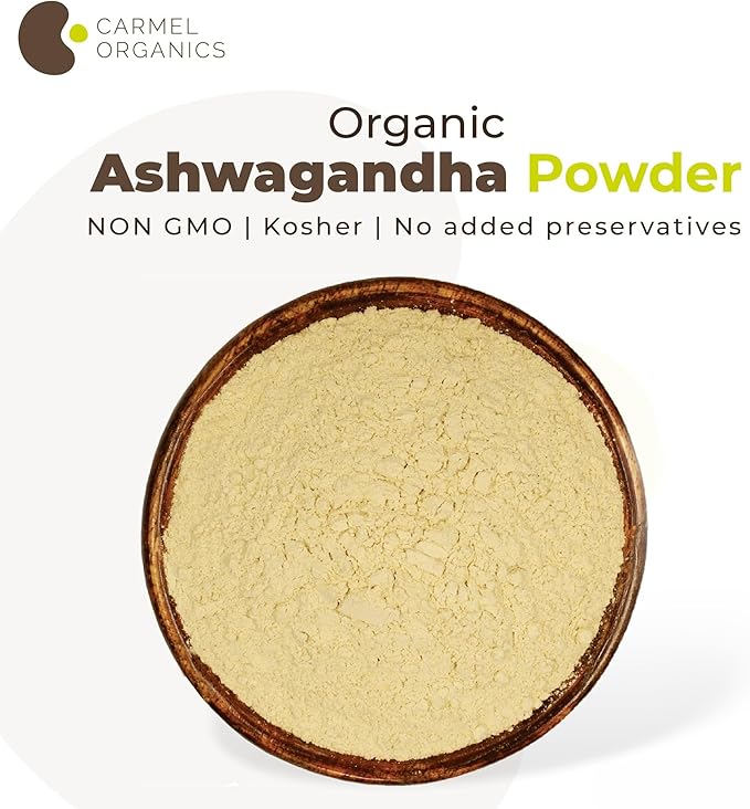 CARMEL ORGANICS Organic Ashwagandha Root Powder (8 Oz 227g/0.5 Lbs)