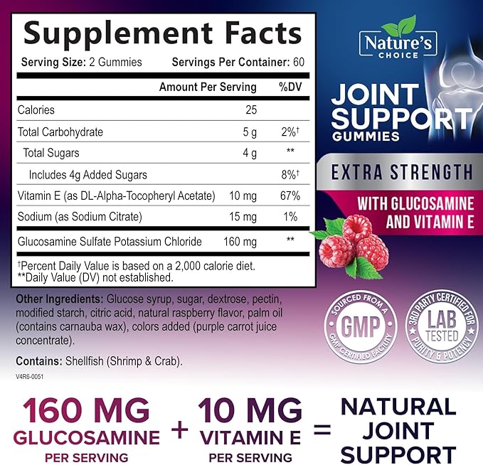 Joint Support Gummies Extra Strength Glucosamine 60 Gummies