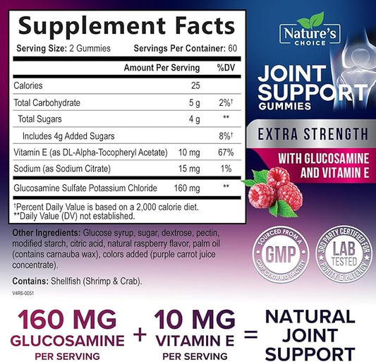 Joint Support Gummies Extra Strength Glucosamine 60 Gummies