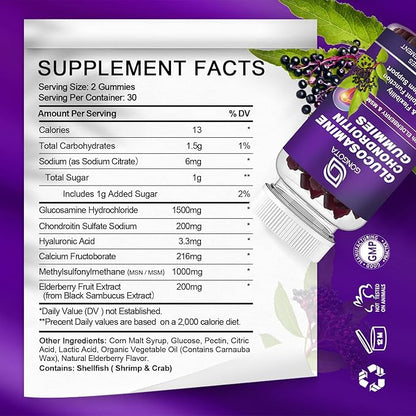 Glucosamine Chondroitin Gummies 2- Pack, 1500mg Glucosamine 120 count