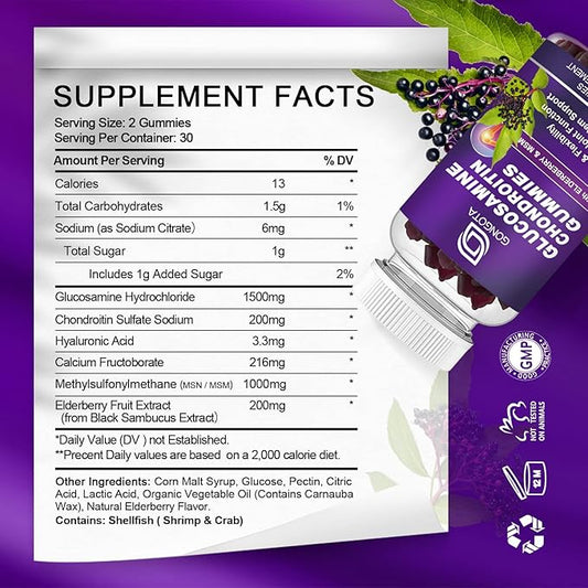 Glucosamine Chondroitin Gummies 2- Pack, 1500mg Glucosamine 120 count